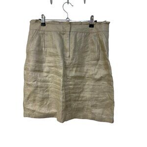 J. Crew Linen Mini Skirt Oatmeal Neutral Ruffles Women’s Size 10